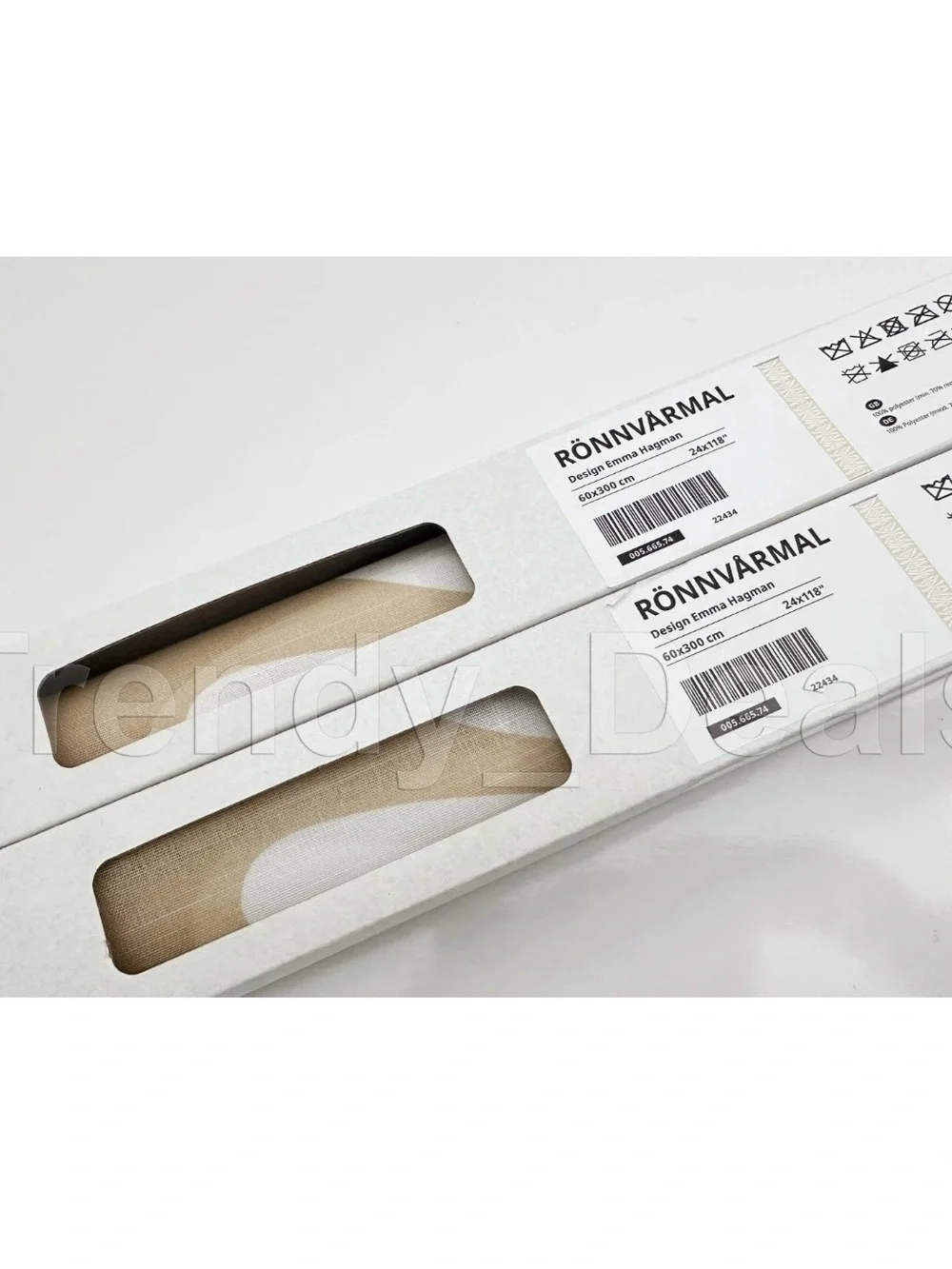 Set of 2 - Ikea RONNVARMAL Panel Curtain Blind Beige/White Leaves 24